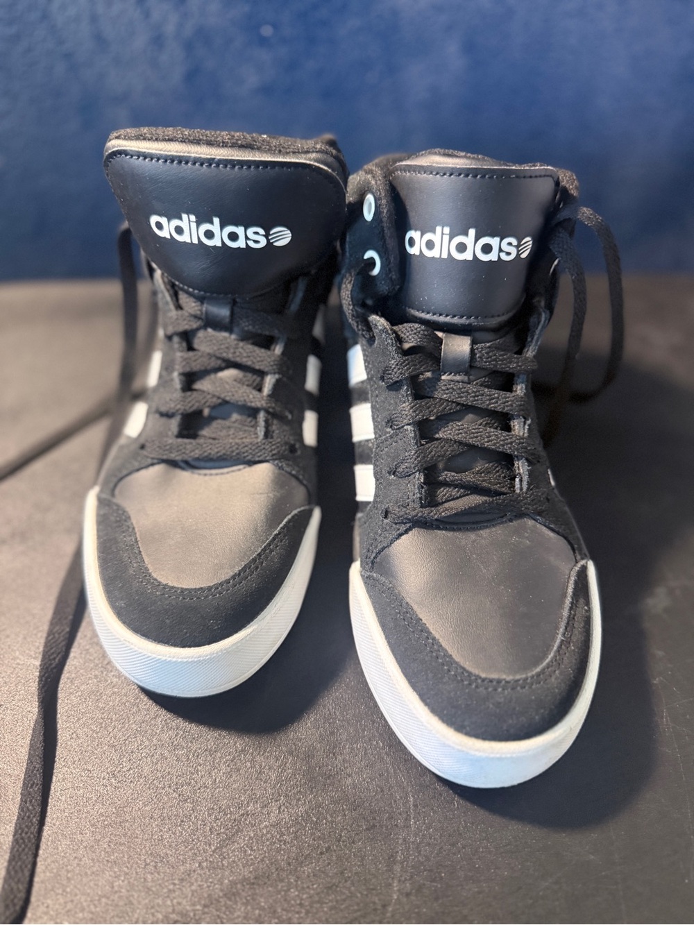 adidas NEO Raleigh Mid-Top Sneakers | Men's Size 6.5 Black & White Casual Shoes